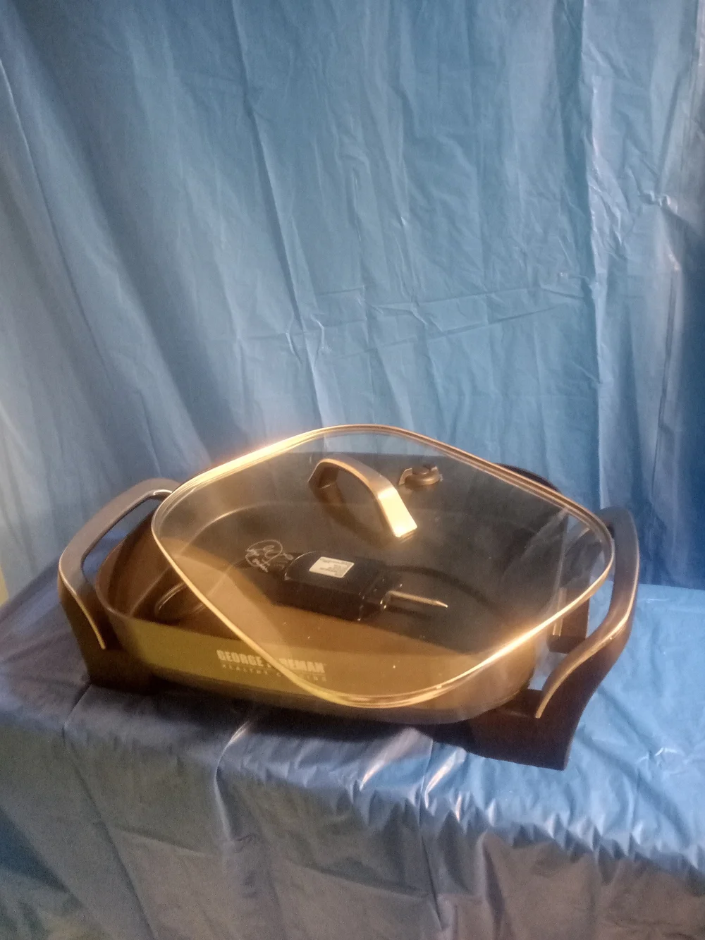George Foreman Gold Electric Skillet with Glass Lid